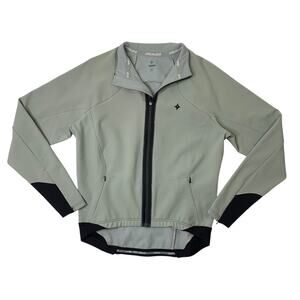 Specialized Cycling Jacket Womens L Large Grey Deflect Hybrid Wind Fleece Lined